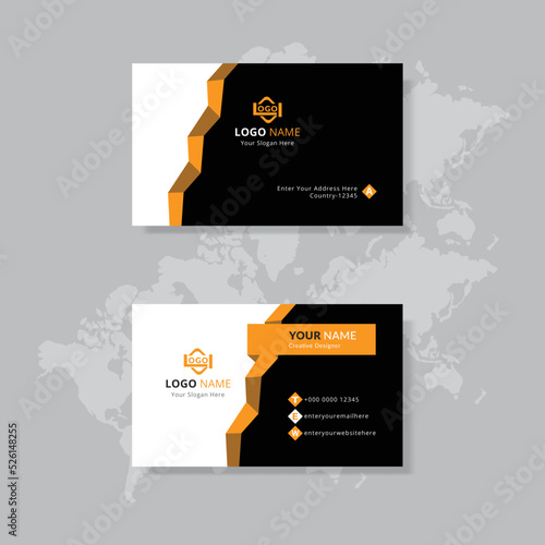 Yellow creative modern name card and business card with rectangle standard size vector illustration template