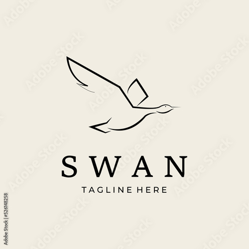 line art Flying duck, goose, swan logo