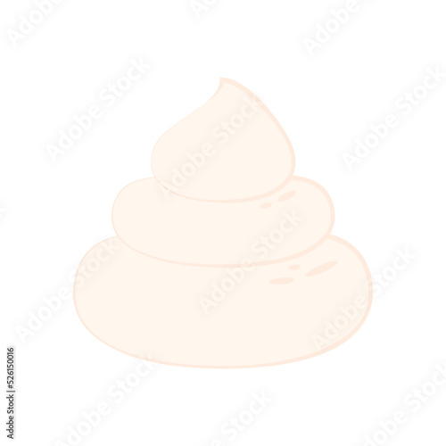 Whipped cream isolated on white background. Vector illustration of dessert in cartoon flat style. Whipped cream icon vector.