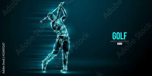 Abstract silhouette of a golf player on blue background. Golfer man hits the ball. Vector illustration