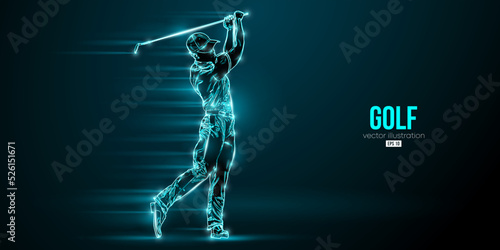 Abstract silhouette of a golf player on blue background. Golfer man hits the ball. Vector illustration