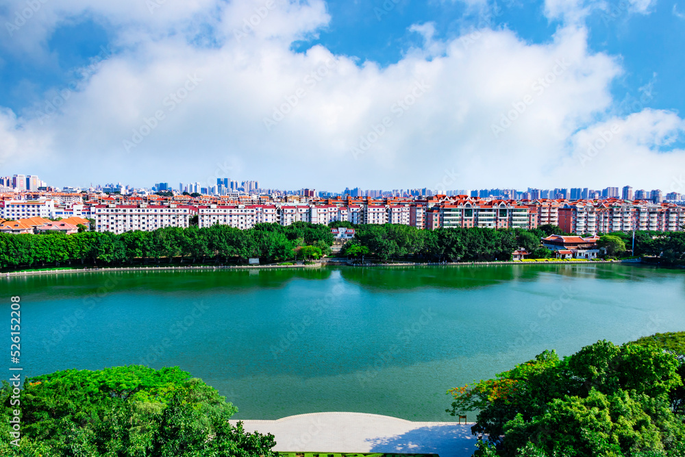 Obraz premium view of the river and the city of the city