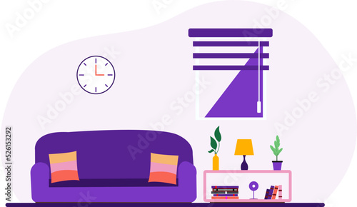 Living room furniture set on white background vector illustration Graphic design