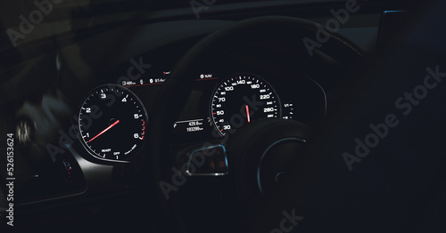 car dashboard with speedometer