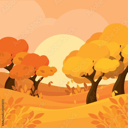 Background trees field autumn vector illustration