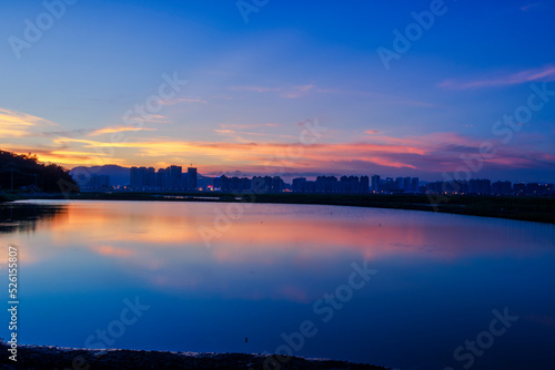 sunset over the river