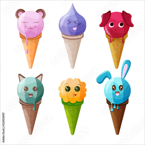Ice cream set vector illustration