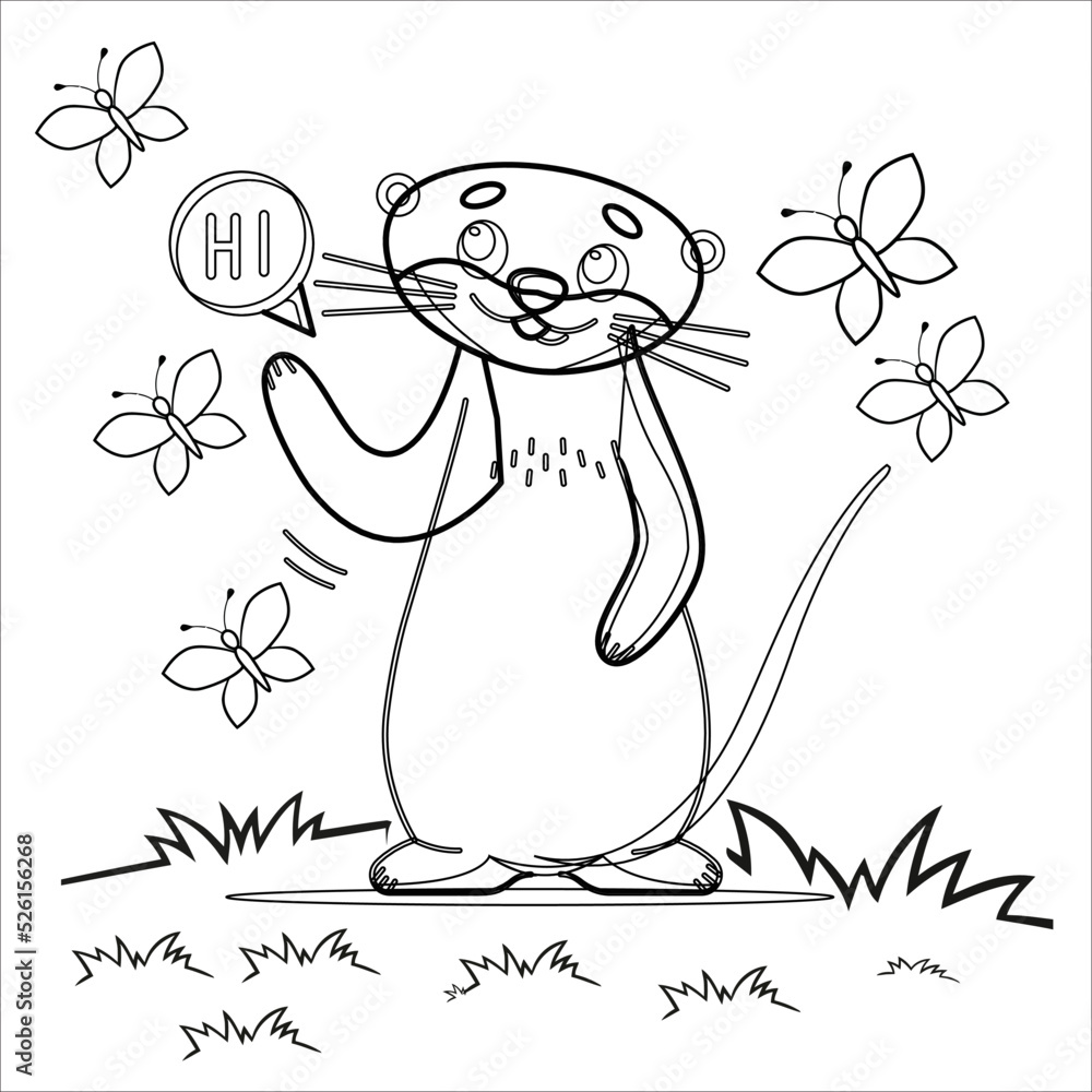 Otter Coloring page for kids Stock Vector | Adobe Stock