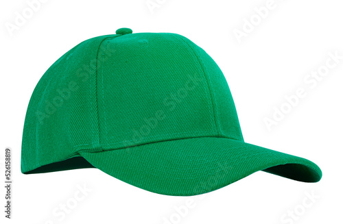 Closeup of the fashion green cap isolated on white background. photo