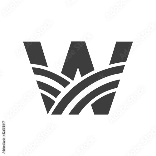 Agriculture Logo On Letter W Concept. Farm Logo Based on Alphabet for Bakery, Bread, Pastry, Home Industries Business Identity