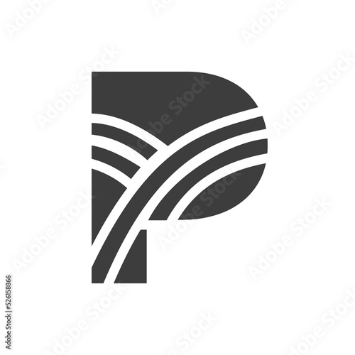 Agriculture Logo On Letter P Concept. Farm Logo Based on Alphabet for Bakery, Bread, Pastry, Home Industries Business Identity