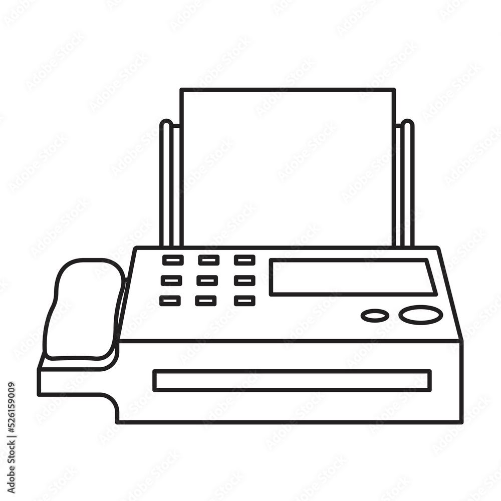 Fax Machine line icon illustration flat design Fax Machine line icon illustration flat design