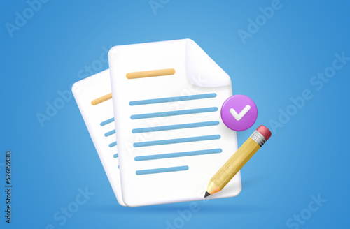 3d Documents icon. Stack of paper sheets. Business icon. 