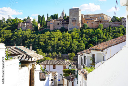 Panoramic view of the Alhambra from the historic town of Albaicín, Granada,Spain photo