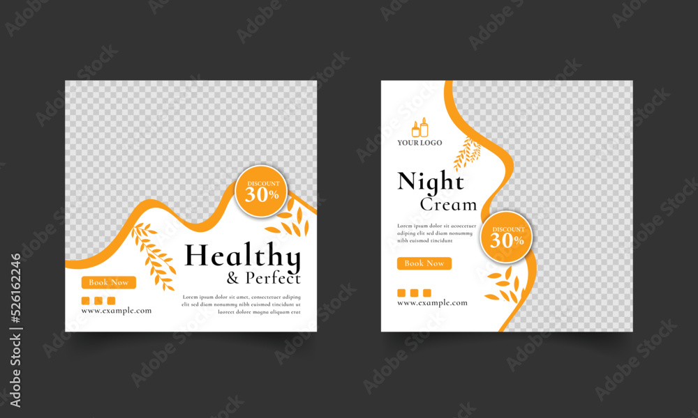 Fototapeta premium beauty spa night cream social media post for spa business promotion banner post layout. 