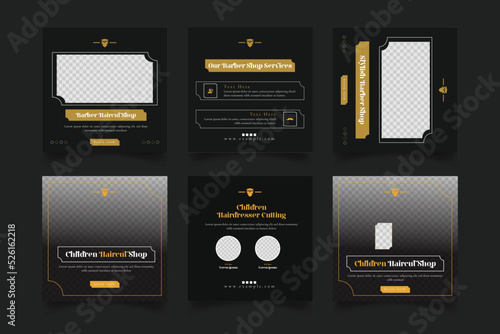 classic barbershop hair cut salon social media post template. grooming content ideas for vintage barbershop flyer poster. editable promotion banner vector illustrator. 