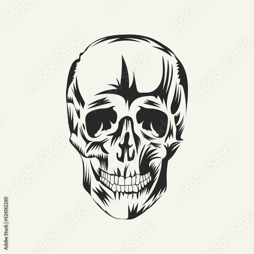 skull black and white vector illustration. 