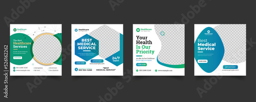 medical hospital clinic health care social media post layout. 