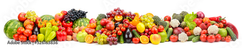 Fototapeta Naklejka Na Ścianę i Meble -  Bright multicolored berries, fruits and vegetables isolated on white