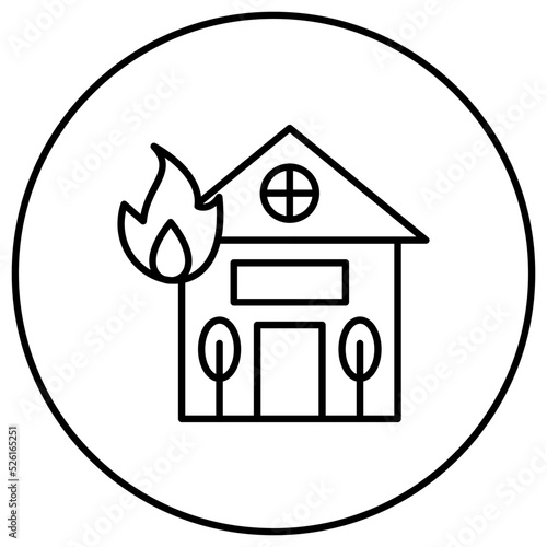 House Fire Line Icon