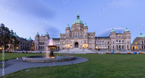 Legislative Assembly of British Columbia in the Capital City during colorful sunrise. Downtown Victoria  Vancouver Island  BC  Canada.