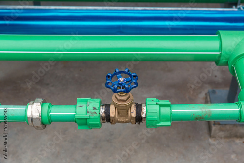 A metal pipeline valve. Main valve to water tanker.