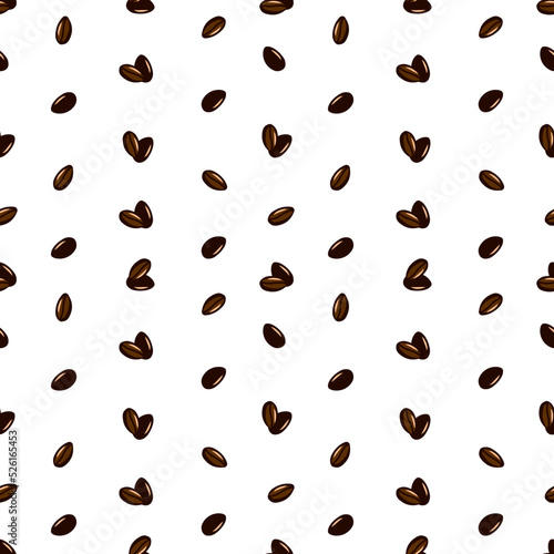 Seamless pattern with coffee beans. Dark brown color. Seed of plant.