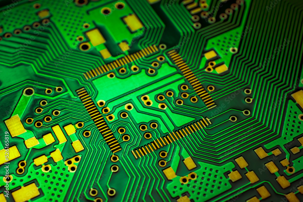 a printed circuit board in blue a printed circuit board in blue