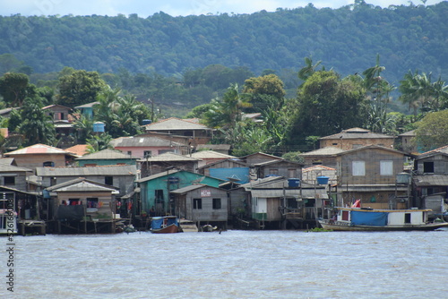 Vista a partir do rio, da orla da cidade de Almeirim, Pará photo