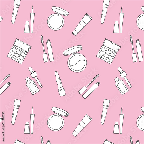 Seamless pattern with sketch make up icons