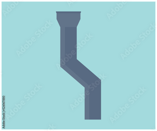 Plastic gutter on the roof of the building and downpipe on the wall logo design. House roof gutter, home exterior pipe, repair service  vector design and illustration.
