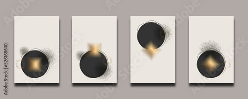 Set of abstract minimalist hand painted illustrations for wall decoration, postcard or brochure cover design. 