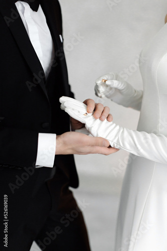 The bride and groom with golden rings on their hands. wedding close up. High quality photo