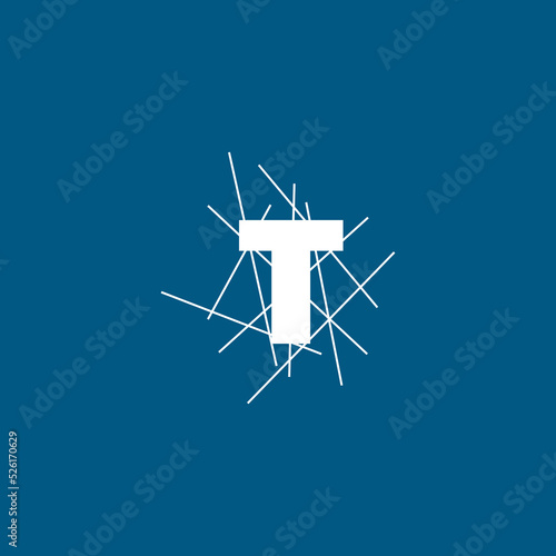 T letter mark conceptual logo vector design. T text with line shape. Letter logo, t-shirt, and graphic element. © Photoay