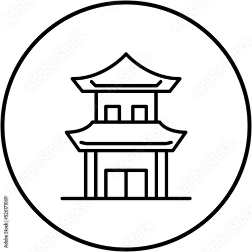 Chinese House Line Icon