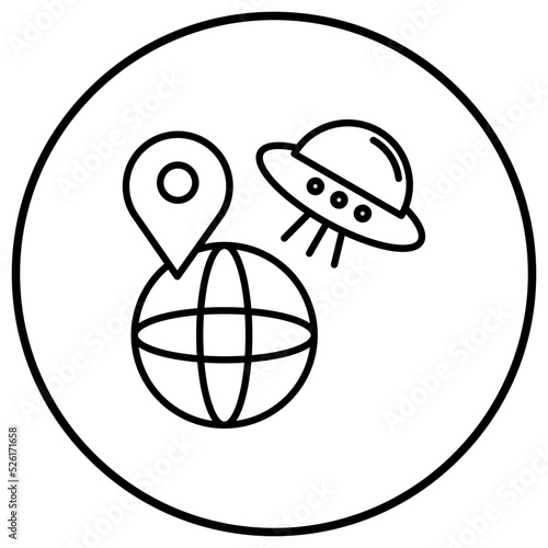 UFO Earth Line Icon