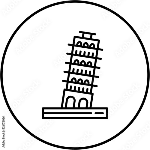 Pisa Tower Line Icon