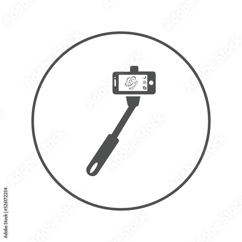 Mobile photography selfie stick icon | Circle version icon |