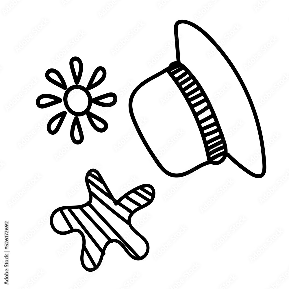 Fototapeta premium Baby toys and accessories doodle baby, symbol, illustration