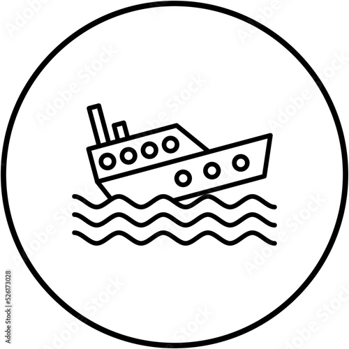 Boat Sink Line Icon