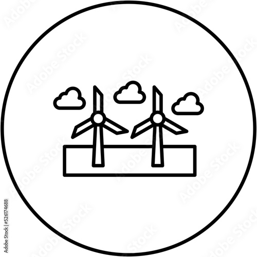 Windmill Landscape Line Icon