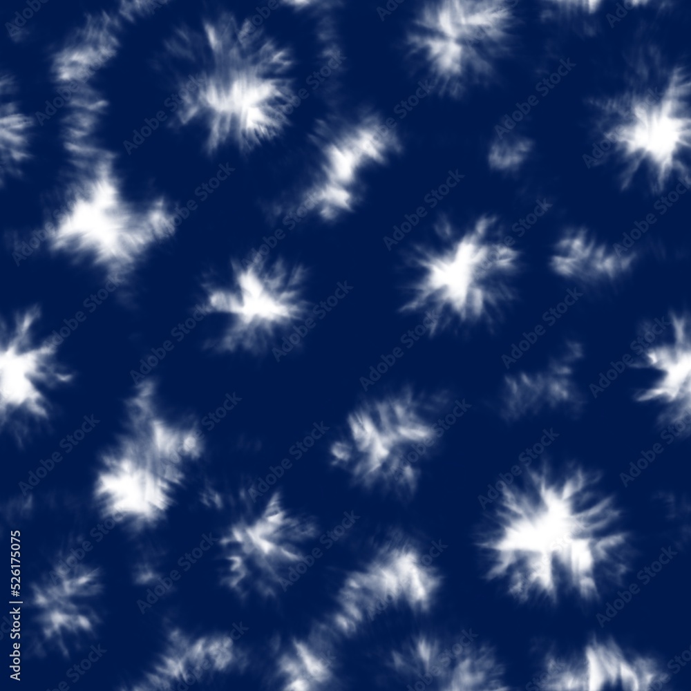 Seamless tie dye pattern in indigo color with white circles. Psychedelic hippie texture. 70s style design motif Seamless tie dye pattern in indigo color with white circles. Psychedelic hippie texture. 70s style design motif