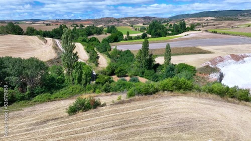 Aerial view from a drone of the abandoned town of Bárcena de Bureba. La Bureba region. Province of Burgos. Castile and Leon. Burgos. Spain. Europe photo