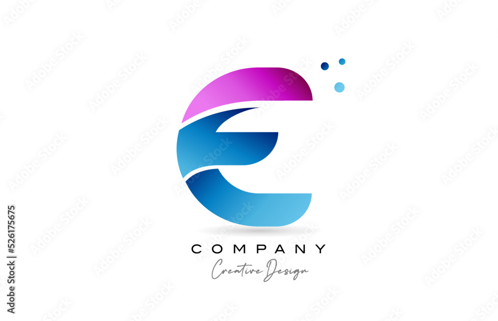 pink blue E alphabet letter logo icon design with gradient. Creative template for company and business pink blue E alphabet letter logo icon design with gradient. Creative template for company and business
