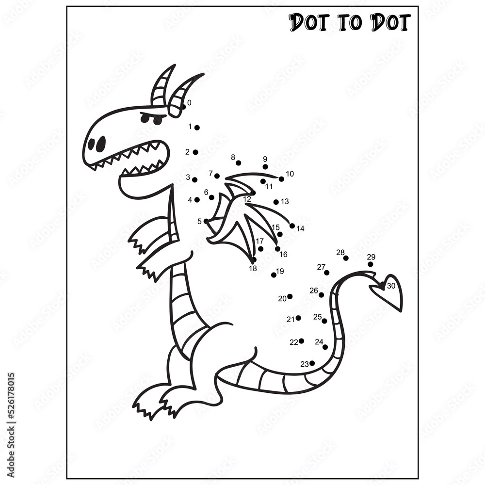 Dragon connect the dots activities Stock Vector | Adobe Stock
