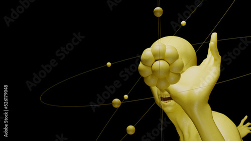3D illustration of an atom