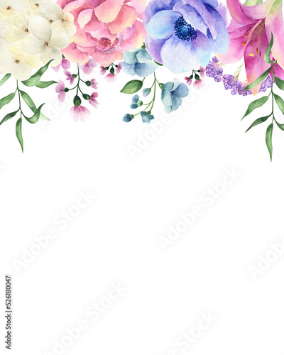 Watercolor floral borders.Weddings invitation. © gala