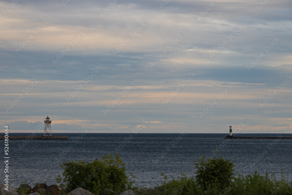 Grand Marais Lighthouse and Grand Marais Lower Range Lighthouse on Lake Superior, Minnesota Grand Marais Lighthouse and Grand Marais Lower Range Lighthouse on Lake Superior, Minnesota