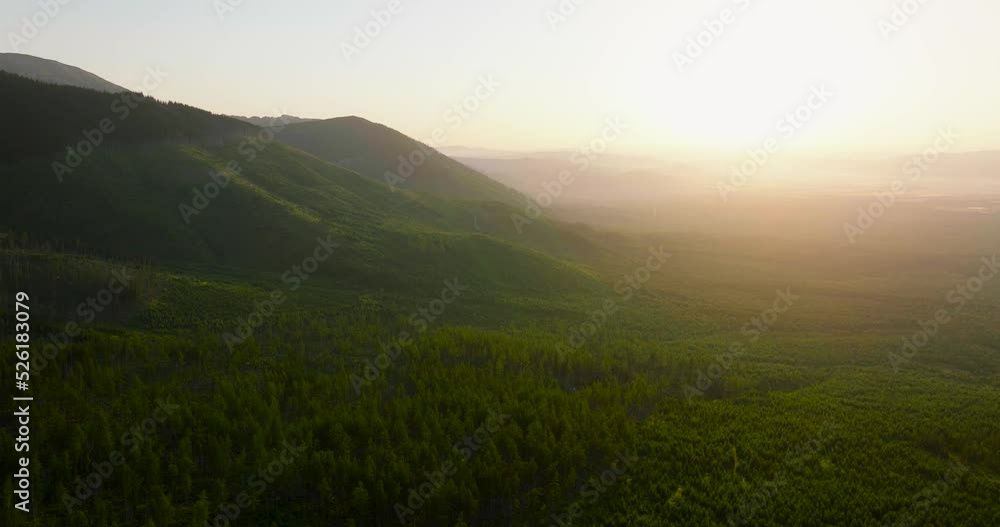 Aerial view of the Tatra Mountains at sunset, Slovakia Aerial view of the Tatra Mountains at sunset, Slovakia