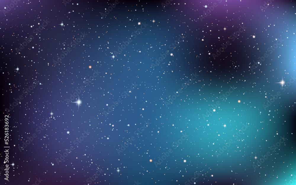 Night sky vector background with stars, nebula and star clusters
